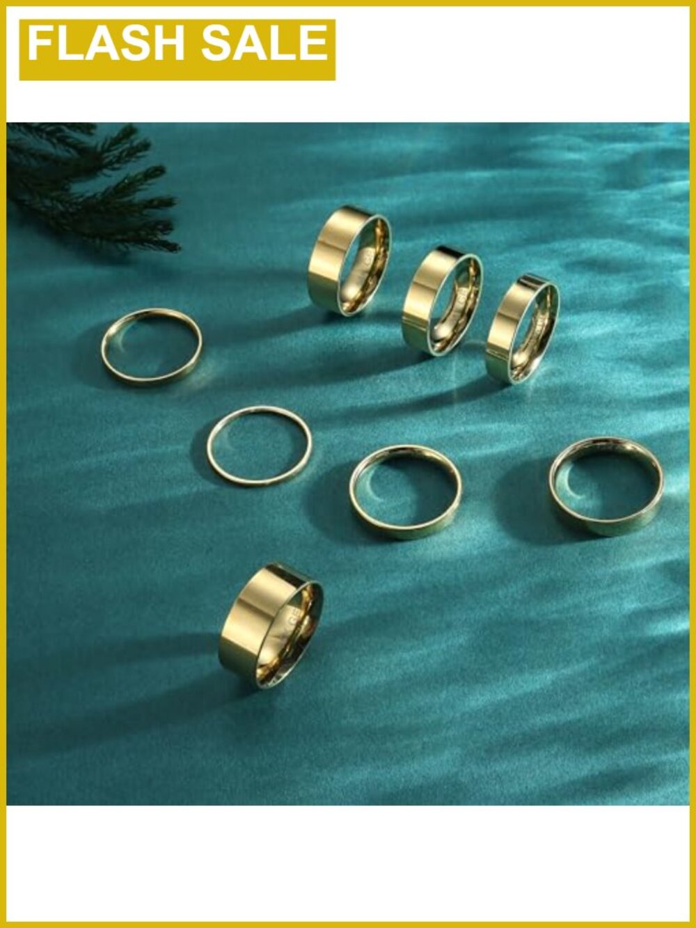 14K Gold Plated Stainless Steel Stackable Rings Set 8pc - Picture 4 of 6